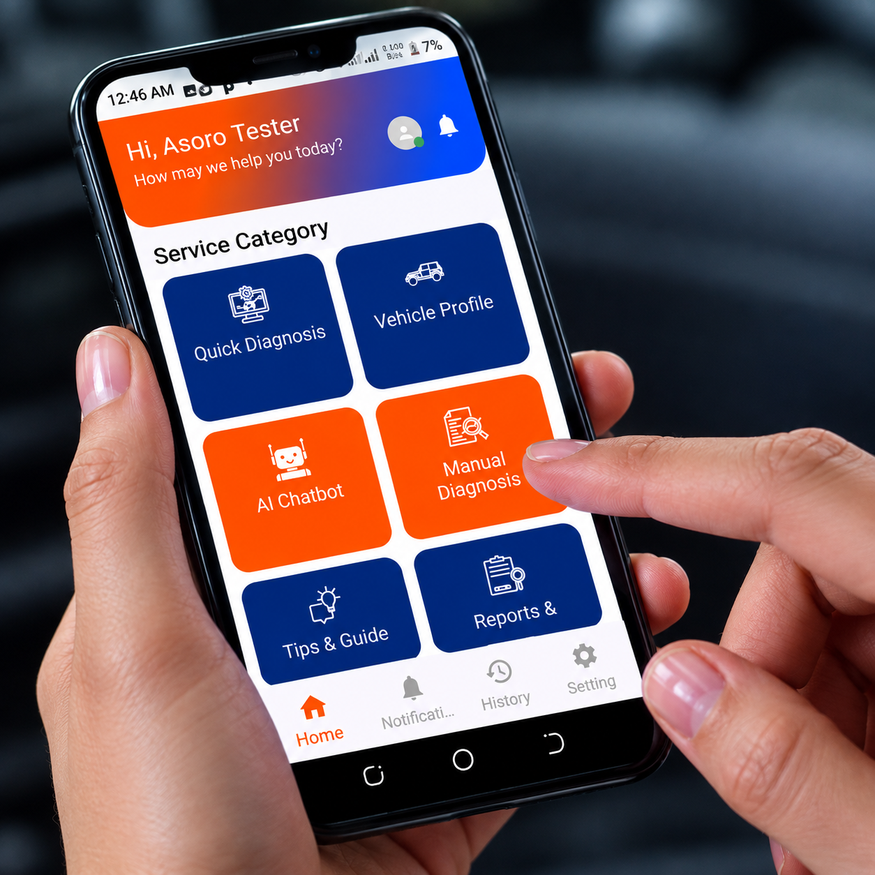 G-OBD app on a phone